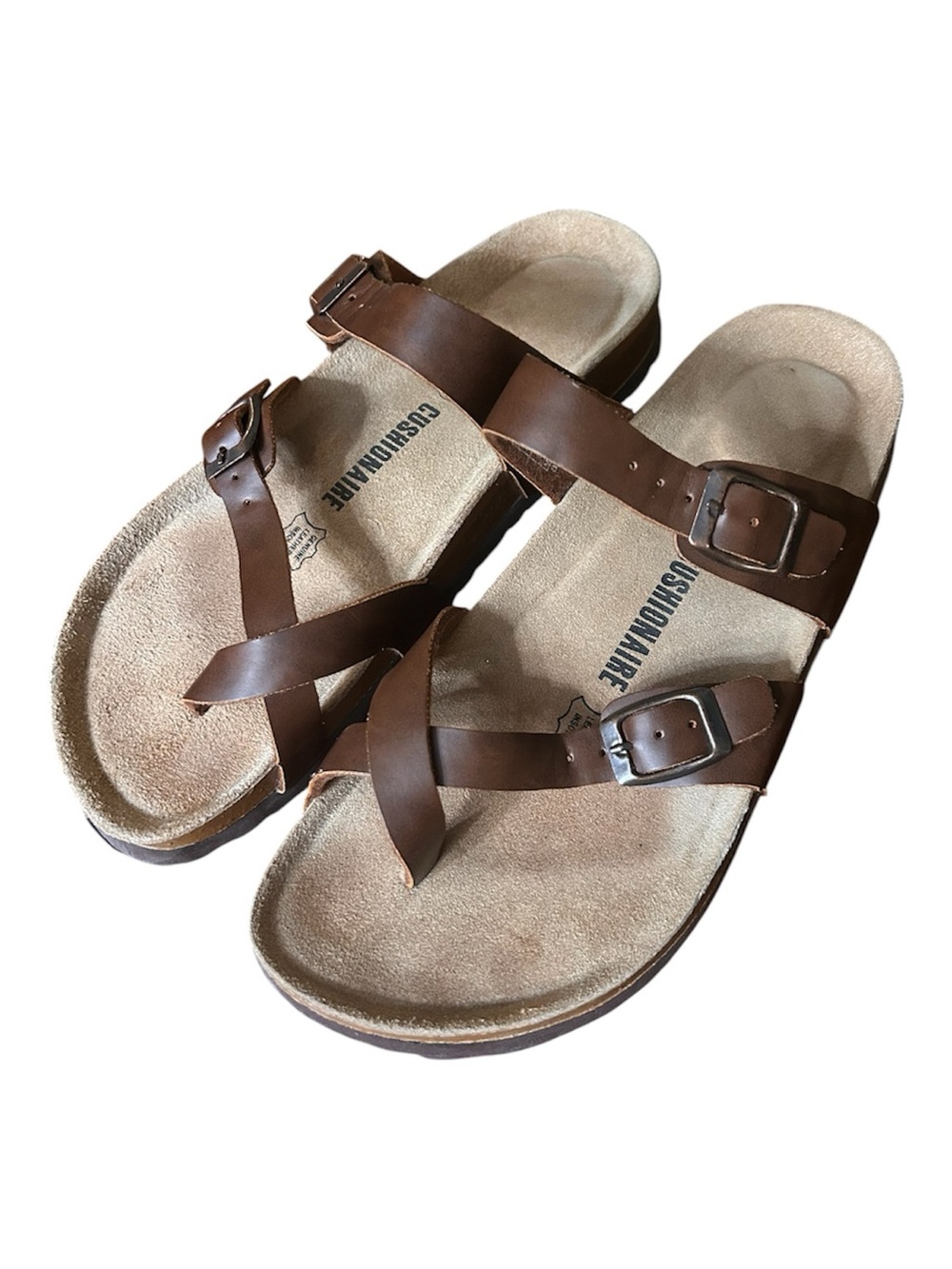 Cushionaire Luna Cork Footbed Sandals Brown Women’s Size 8.5